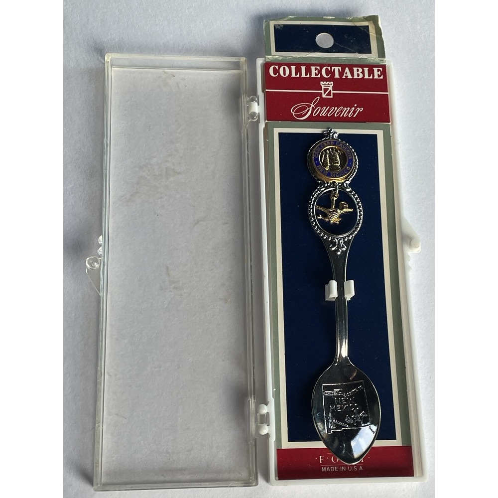 STATE OF NEW MEXICO SILVER TONE SPOON WITH CASE COLLECTABLE SOUVENIR - Picture 2 of 9